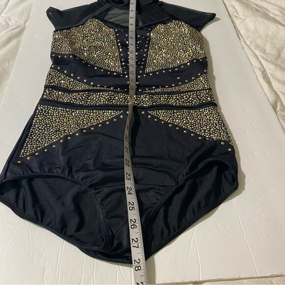 Weissman Elite dance costume black rhinestones studded leotard Get Dat 14732 MA - Picture 10 of 11